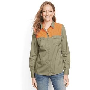 Orvis Olive and Orange Button-Front Utility Shirt